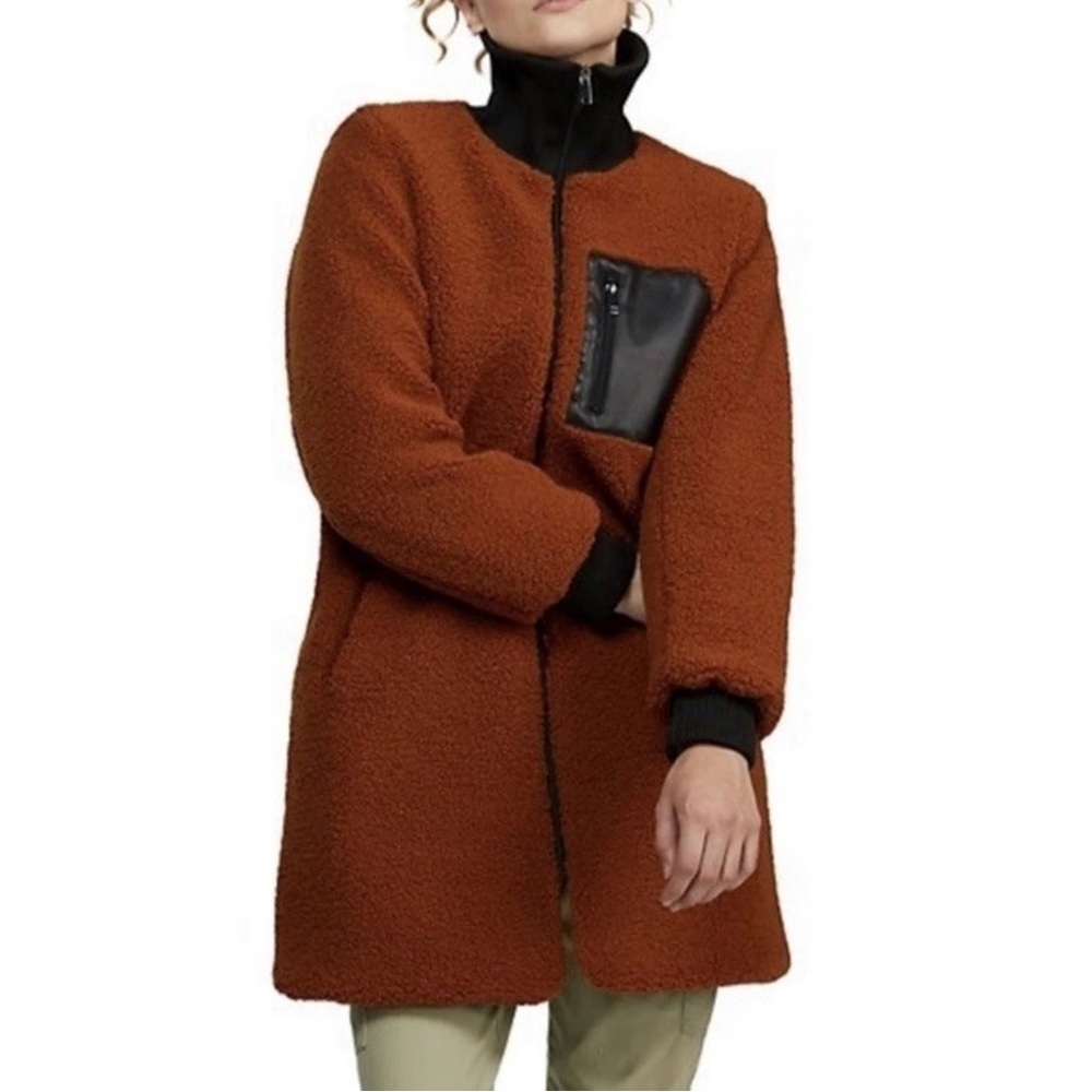 NVLT Boulce Longline Sherpa Jacket In Cognac Sz S NWT